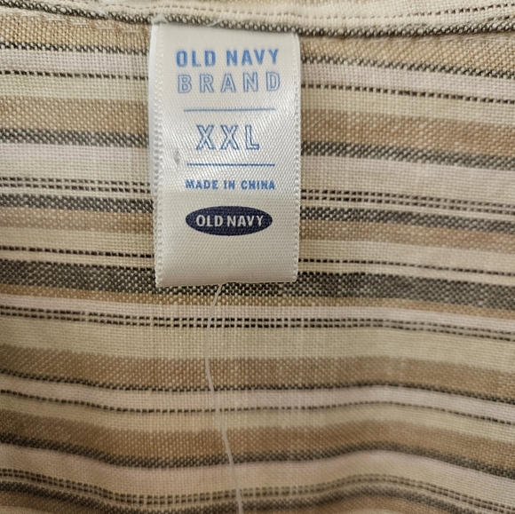 NWT - Linen Cotton Blend Old Navy Tan Striped Blouse - Size XXL - Picture 6 of 10